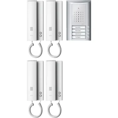Ritto Türsprechanlage Komplettset Entravox 1841420 | TwinBus | 4-Familienhaus | Bus-System | 4 Wohntelefone | silber