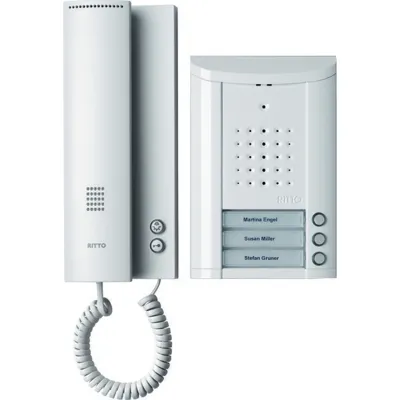 Ritto Türsprechanlage Entravox 1841370 | Audio-Set 3-Familienhaus | TwinBus | 3 Innengeräte | 1 Außenstation | Weiß