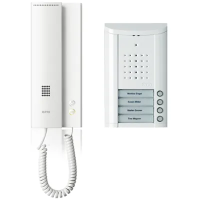 Ritto Türsprechanlage Komplettset 1841470 | TwinBus 4 Familienhaus | Audio Gegensprechanlage | Aufputz | weiß