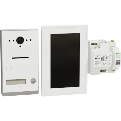 RITTO Video-Türsprechanlage Set RGE2092170 | TwinBus IP | Einfamilienhaus | 7 Zoll Touchscreen | WLAN | Aufputz | Weiß