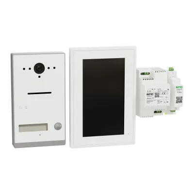 RITTO Video-Türsprechanlage Set RGE2092170 | TwinBus IP | Einfamilienhaus | 7 Zoll Touchscreen | WLAN | Aufputz | Weiß