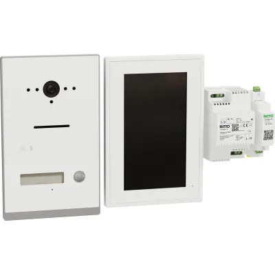 RITTO Video-Türsprechanlage RGE2094170 | TwinBus IP Set | 7 Zoll Touchscreen | 2-Draht | WLAN App | Unterputz | Weiß