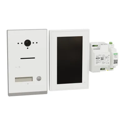 RITTO Video-Türsprechanlage RGE2094170 | TwinBus IP Set | 7 Zoll Touchscreen | 2-Draht | WLAN App | Unterputz | Weiß
