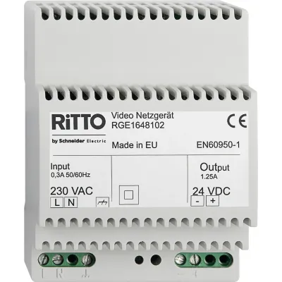 Ritto RGE1648102 TwinBus Video Netzteil | 230V/24V DC | für bis zu 30 Teilnehmer | DIN-Schiene | IP20