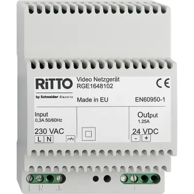 Ritto RGE1648102 TwinBus Video Netzteil | 230V/24V DC | für bis zu 30 Teilnehmer | DIN-Schiene | IP20