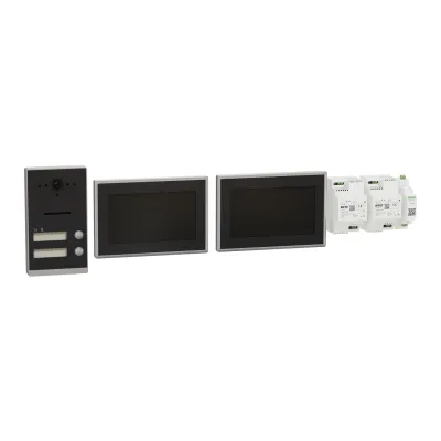 RITTO Video-Türsprechanlage TwinBus IP Set | 2 Familien | 7" Touch | WLAN | anthrazit/schwarz