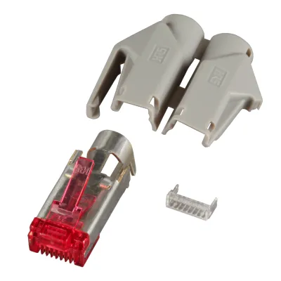 EFB-Elektronik RJ45 Stecker H7641.12-100 Cat6 geschirmt | Crimp | Hirose TM21 | für Rundkabel | hellgrau | 100 Stück
