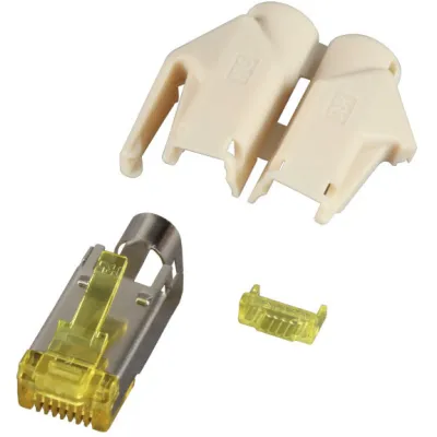 EFB-Elektronik RJ45-Stecker TM31 H7642.1-1 | Ethernet Netzwerkstecker Cat.6A | geschirmt | Crimp | für Rundkabel | beige