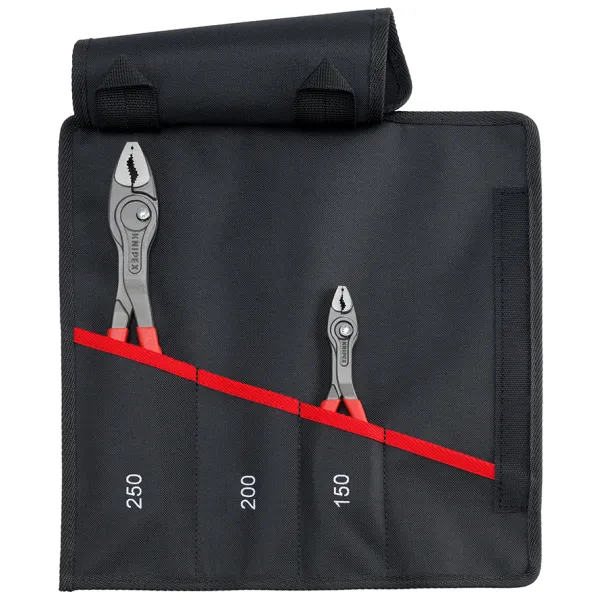 KNIPEX Werkzeugset 00 19 61 V02 | TwinGrip Front- und Seitengreifzangen-Set 2-tlg | 150 & 250 mm | Rolltasche | rot