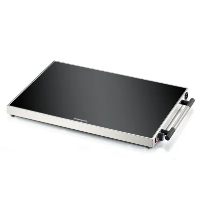 Rommelsbacher Warmhalteplatte WPR 407/E | 400 Watt | XXL-Glasfläche 67x42,5 cm | 40-105°C | Edelstahl | schwarz