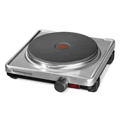 Rommelsbacher Einzelkochplatte AK 2099/E | 2000W | Gussheizplatte Ø18cm | stufenlos regelbar | Edelstahl matt