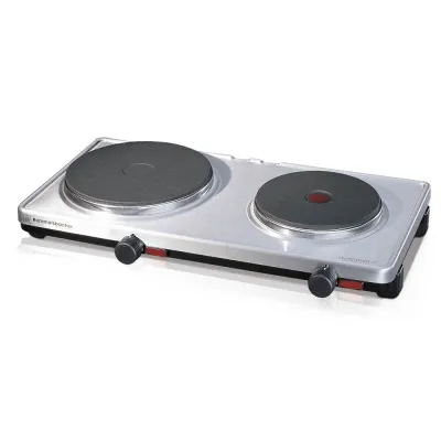 Rommelsbacher Doppelkochplatte | 3000W | 2 Kochzonen | Gussheizplatten | Edelstahl | stufenlos regelbar