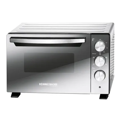 Rommelsbacher Mini-Backofen BGS 1400 | 22 l | Umluft & Drehspieß | 1380 W | 230 °C | Timer | antihaft | silber/schwarz