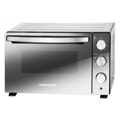 Rommelsbacher Mini-Backofen BGS 1500 | 30l | 1500W | Umluft & Drehspieß | 6 Heizarten | Timer | Antihaft | Silber