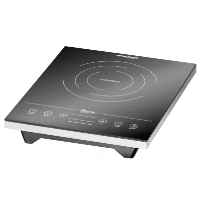 Rommelsbacher Induktionskochplatte CT 2010/IN | 2000W | 1 Kochzone 20cm | Touch-Bedienung | Timer | Glaskeramik | Silber