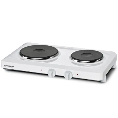 Rommelsbacher Doppelkochplatte THS 2015 | 2 Kochfelder Gussheizplatten | Timer | 2000 Watt | Softline Design | Weiß