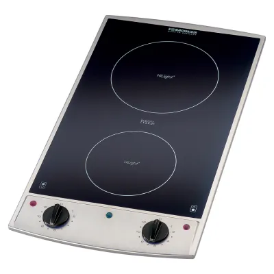 Rommelsbacher Einbaukochfeld | EBC 3075/E Domino Glaskeramik | 2 Kochzonen | 3000 W | Edelstahlrahmen