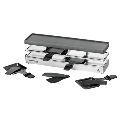 Rommelsbacher Raclette-Grill RC 800 | 4 Personen | Alu-Grillplatte | 795 W | silber | antihaft | Temperaturregelung
