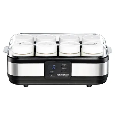 Rommelsbacher Joghurtbereiter JG 40 | 8 Gläser | 1,2 l | Timer bis 18 Std. | Edelstahl/Schwarz | 40 W