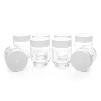 ROMMELSBACHER Ersatzgläser Set JG 8 für Joghurtbereiter JG 40 | 8 Stück | 150 ml | mit Deckel | Weiß
