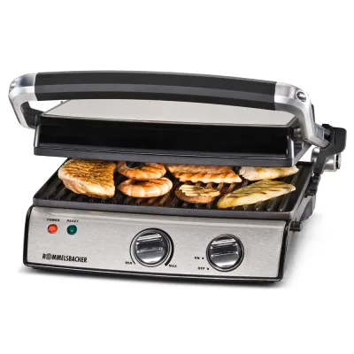 Rommelsbacher Kontaktgrill KG 2020 | 2000W | beschichtete Grillplatte | herausnehmbar | Edelstahl | 29x23 cm