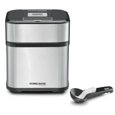 Rommelsbacher Eismaschine IM 12 Kurt | 4-in-1 Eiscreme Maker | 1,5l Behälter | Timer | Edelstahl/Schwarz, B-Ware