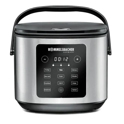 ROMMELSBACHER Reiskocher MRK 950 | Multi-Reiskocher | 5 l | 860 Watt | 12 Programme | PFAS-frei | Antihaft | Edelstahl