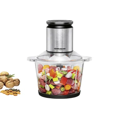 Rommelsbacher Multi-Zerkleinerer MZ 800 | 2,7 l Glasbehälter | 800 Watt | 9-fach Edelstahlmesser | Edelstahl/Schwarz