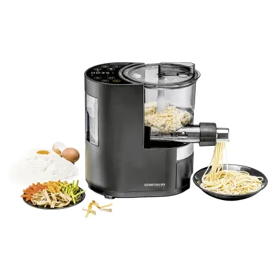 Rommelsbacher PM 220 Pastarella Nudelmaschine elektrisch | Waage | 7 Nudelformen | Edelstahl | schwarz/silber