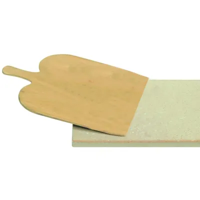 Rommelsbacher Pizza-Brotbackstein Set PS 16 | Pizzastein Schamotte 35x35 cm | inkl. Holzschaufel Rezeptheft | Beige