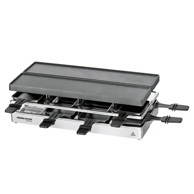 Rommelsbacher Raclette RC 1600 | 8 Personen | Kombi-Set mit Grillplatte | Temperaturregelung | antihaft | Edelstahl