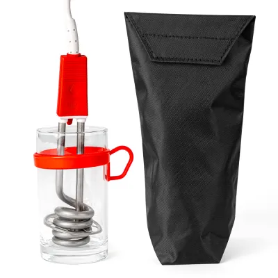 Rommelsbacher Reisetauchsieder RTG 351 | 350W Edelstahl | Überhitzungsschutz | 200ml Hartglasbecher | Etui