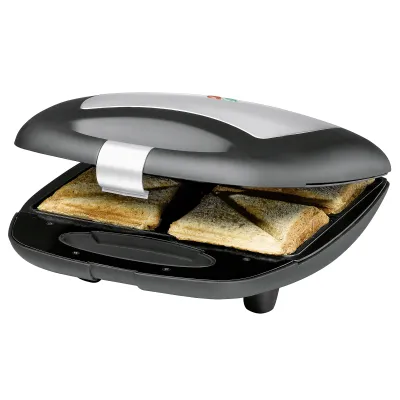 Rommelsbacher Sandwichmaker ST 1410 | 1400W | 4 Sandwiches | Antihaft | Edelstahl Schwarz