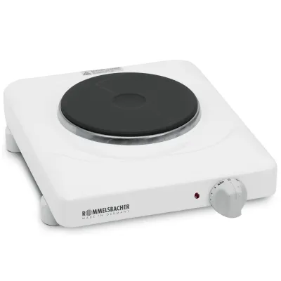 Rommelsbacher Einzelkochplatte THS 815 | 800W | Gussheizplatte 145mm | Zeitschaltuhr | emailliert | weiß