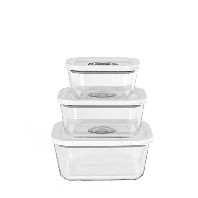 Rommelsbacher Vakuum Glasbehälter-Set VCG 1 | 3-tlg. (370ml/700ml/1150ml) | Borosilikatglas | BPA-frei