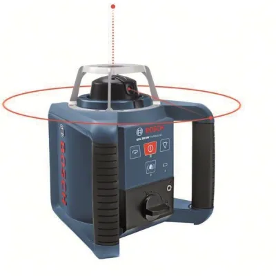 Bosch Rotationslaser GRL 300 HV Set | BT 300 HD Stativ | LR 1 Empfänger | 60 m | 3 mm/m | IP54 | NiMH Akku | rot