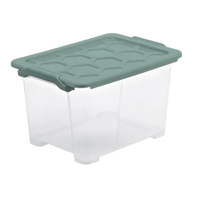 Rotho Aufbewahrungsbox EVO Safe 15 l | stapelbar & lebensmittelecht | Kunststoff | mit Deckel | mistletoe grün