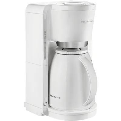 Rowenta Filterkaffeemaschine | 1,25l Thermokanne | 8–12 Tassen | 850W | Tropfstopp | Schwenkfilter | Weiß/Edelstahl