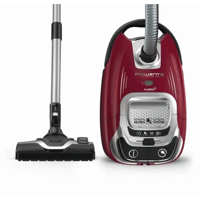 Rowenta Bodenstaubsauger RO7473 Silence Force Allergy+ | Beutel | Allergikergeeignet | 11m Radius | 4,5L | rot/silber