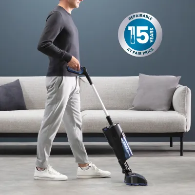 Rowenta X-Combo GZ3038 | 2-in-1 Akkustaubsauger mit Wischfunktion | 215W | 60 Min. Laufzeit | Blau/Schwarz