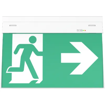 RP-Technik Rettungszeichenleuchte KMUK403SC | LED-Notleuchte | 3,7W | IP43 | 24m Reichweite | Wand-/Deckenmontage | 230V