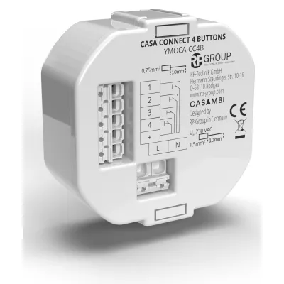 RP-Technik Taster-Interface YMOCA-CC4B-LR | CASA Connect 4 Buttons | CASAMBI kompatibel | 4-fach Unterputz-Modul