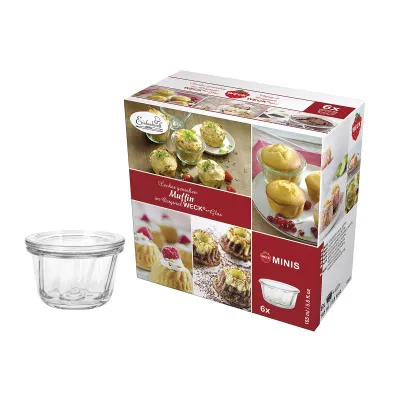 Weck Rundrandglas Gugelhupf 45833 | Backglas 165ml 6er Pack | temperaturbeständig bis 200°C | 80mm Deckel | klar