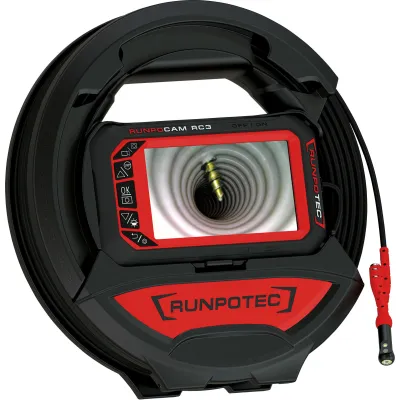 RUNPOTEC Inspektionskamera RC3 10214 | 15 m Kabel | Full-HD | WLAN | IP67 | LED | Akku | MicroSD | für Rohre ab 14 mm