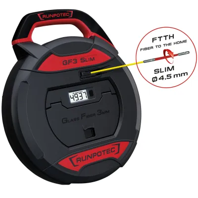 RUNPOTEC Kabeleinziehsystem GF3 SLIM 10208 | Glasfaserstab 3 mm Ø | 30 m Länge | Bruchlast 100 kg | gelb