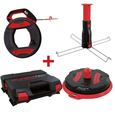 RUNPOTEC Kabeltrommelabroller RP5 10224 mit Meterzähler 30 m + XB 300 Set | freistehend | 300 kg Tragkraft | Tragegriff