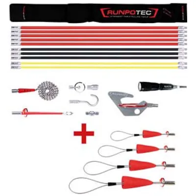 Runpotec Elektriker Einziehwerkzeuge Set 11117 | RUNPOSTICKS 19-tlg. | Basalt-Technologie | Kabelziehhilfe