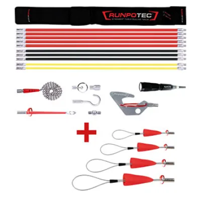 Runpotec Elektriker Einziehwerkzeuge Set 11117 | RUNPOSTICKS 19-tlg. | Basalt-Technologie | Kabelziehhilfe