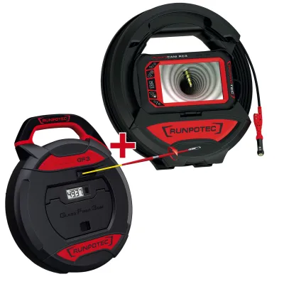 RUNPOTEC Inspektionskamera RC3 Set 11150 | Full-HD Doppelkamera | 15m Kamera | GF3 Glasfaser 30m | IP67 | WLAN