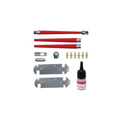 RUNPOTEC Reparatur-Set 20819 | GF3 Glasfaserstab 3 mm | 15-teilig | Edelstahl | Führungsspitze | Spezialkleber